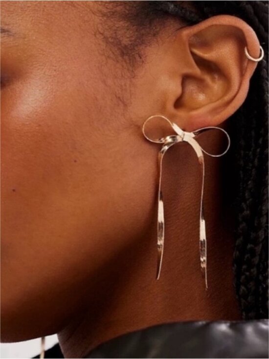 Anthropologie Jewelry - New! Gold Bow Drop Earrings (1004) NWOT